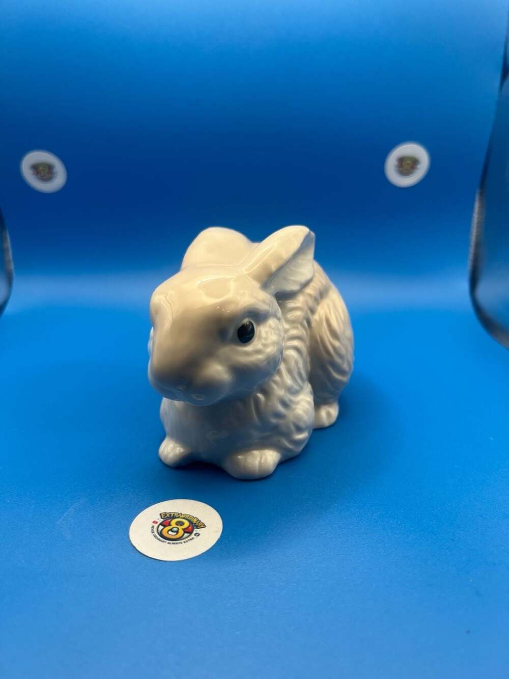 Vintage Glazed Ceramic Sitting Rabbit Figurine White